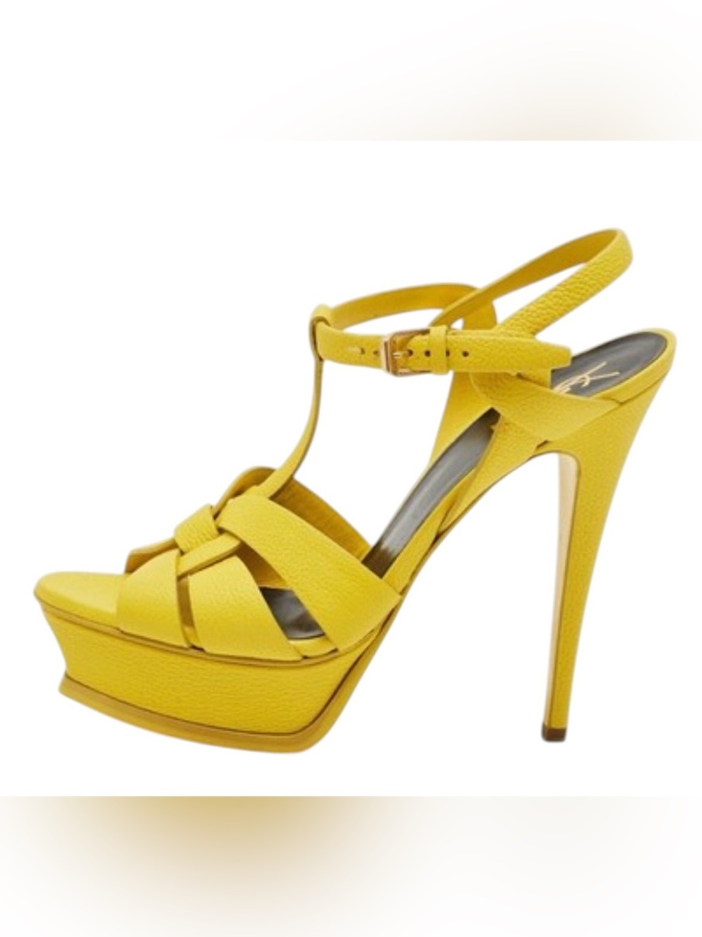 Yves Saint Laurent Tribute Yellow patent leather T-Strap Platform Sandals EU 38 - Picture 2 of 13
